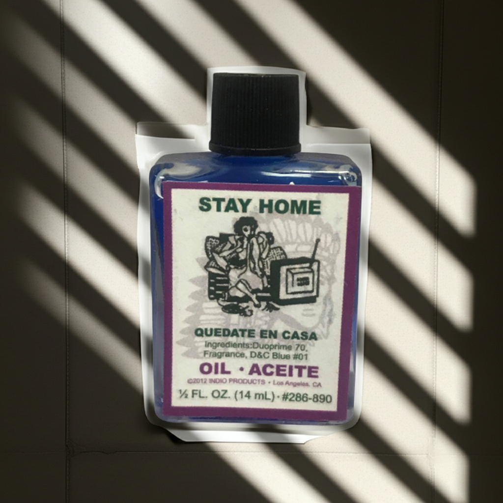 Stay Home Wish Oil spiritual oil bottle for conjure work, love intentions, and encouraging someone to stay home.