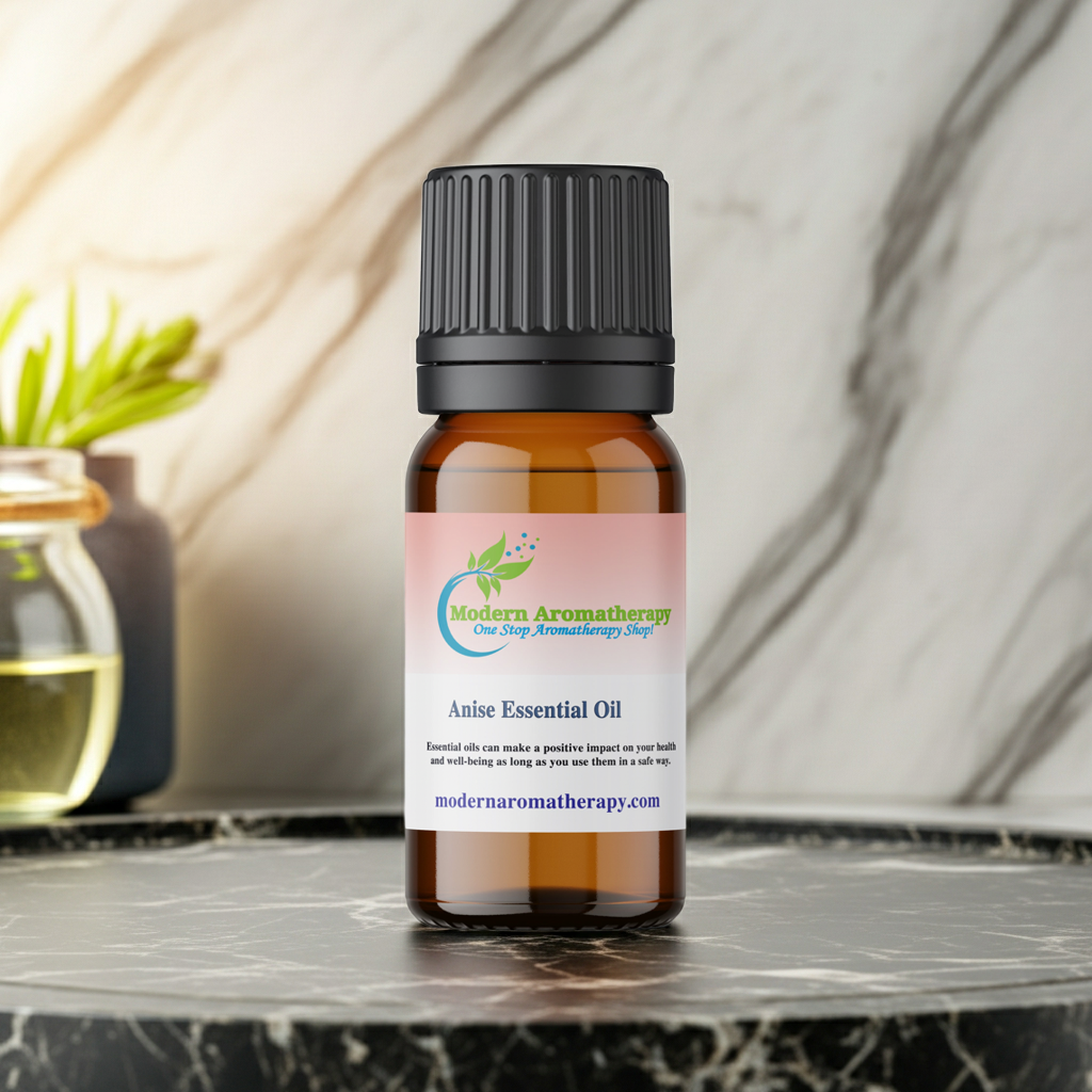 Steam distilled anise essential oil bottle for diffuser blends, relaxation routines, and scent layering.