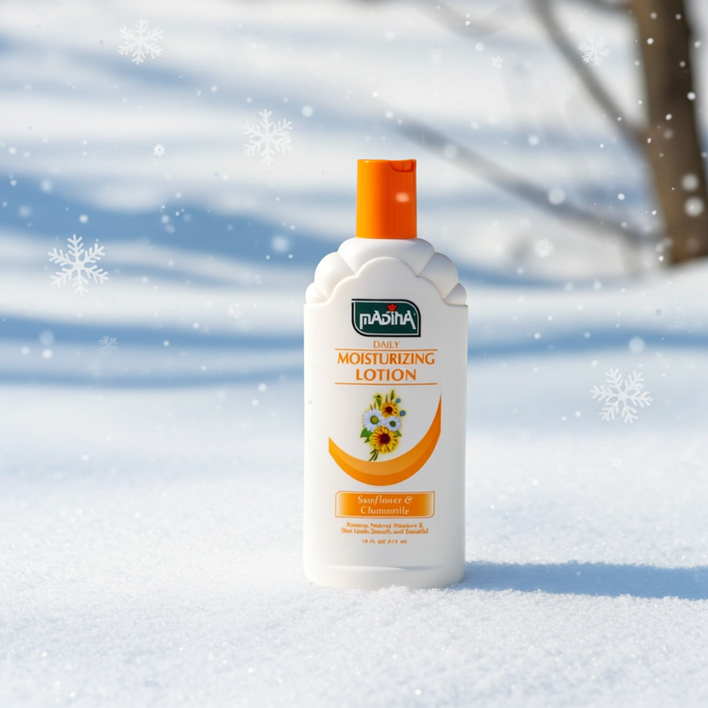 Madina Sunflower Chamomile Moisturizing Lotion bottle for body moisturizing, skin nourishment, and routine personal care.