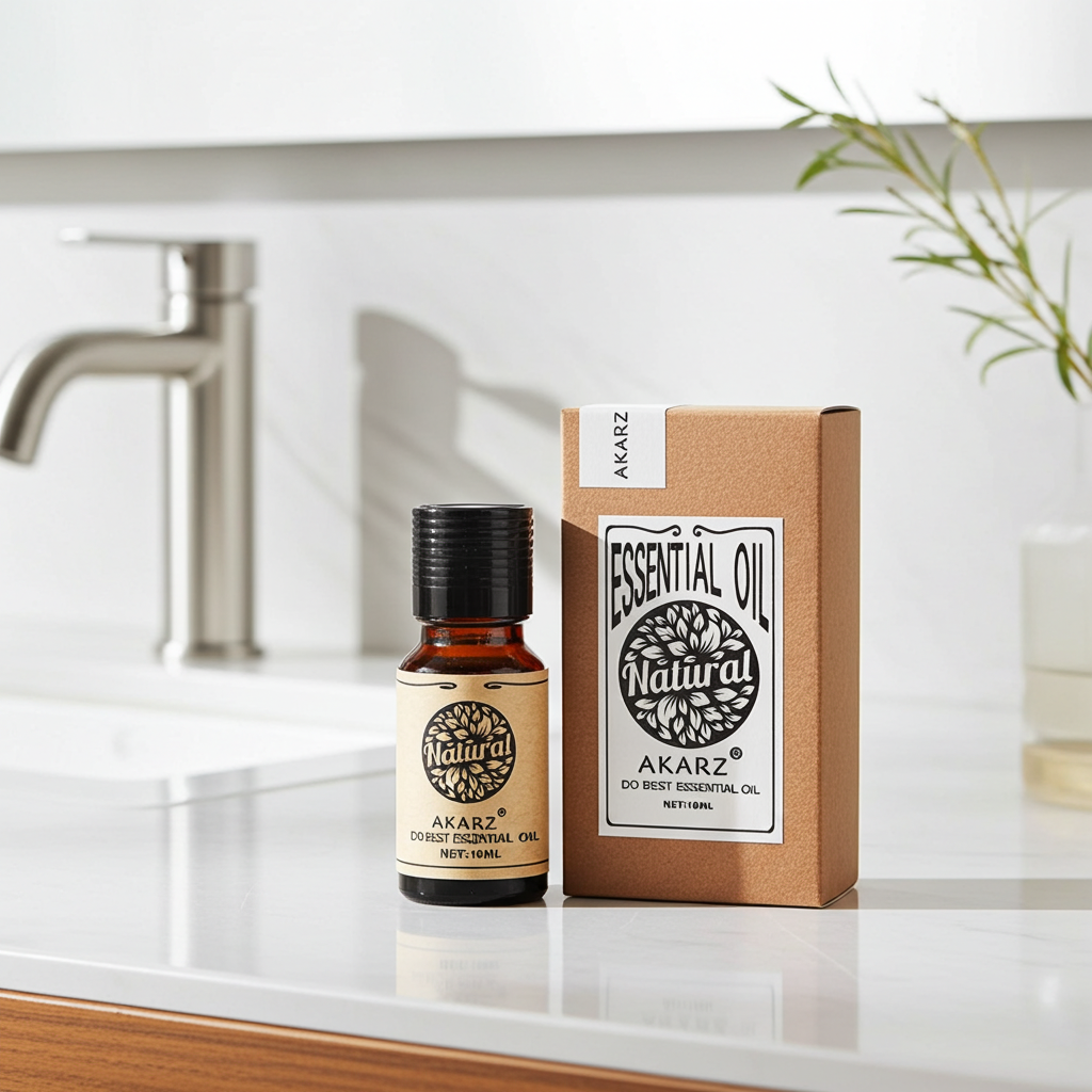 AKARZ Organic Tea Tree Essential Oil bottle for DIY skincare dilution, aromatic use, and natural self-care blends.