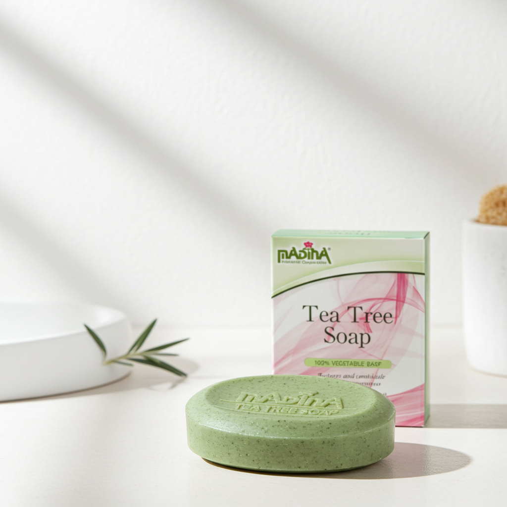 Tea Tree Stress Relief bath soap bar for body washing, skin cleansing, and routine bathing use.