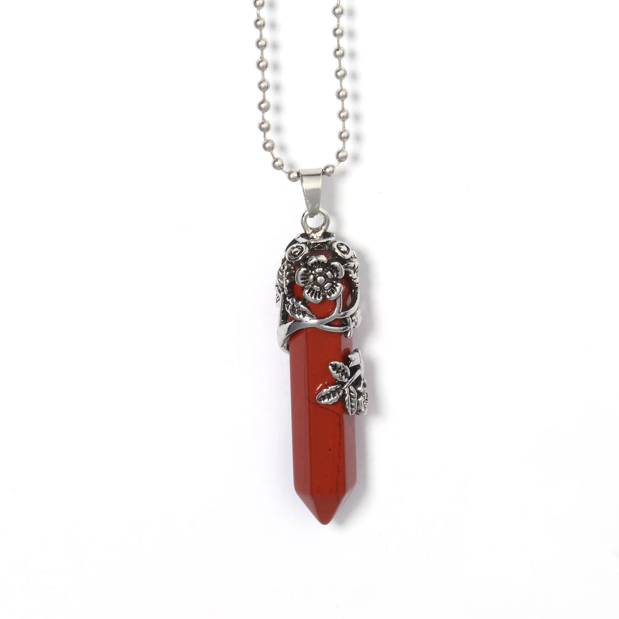 Tree of Life pendant Red Jasper necklace with chain for crystal accessory use, meditation, and stylish everyday wear.