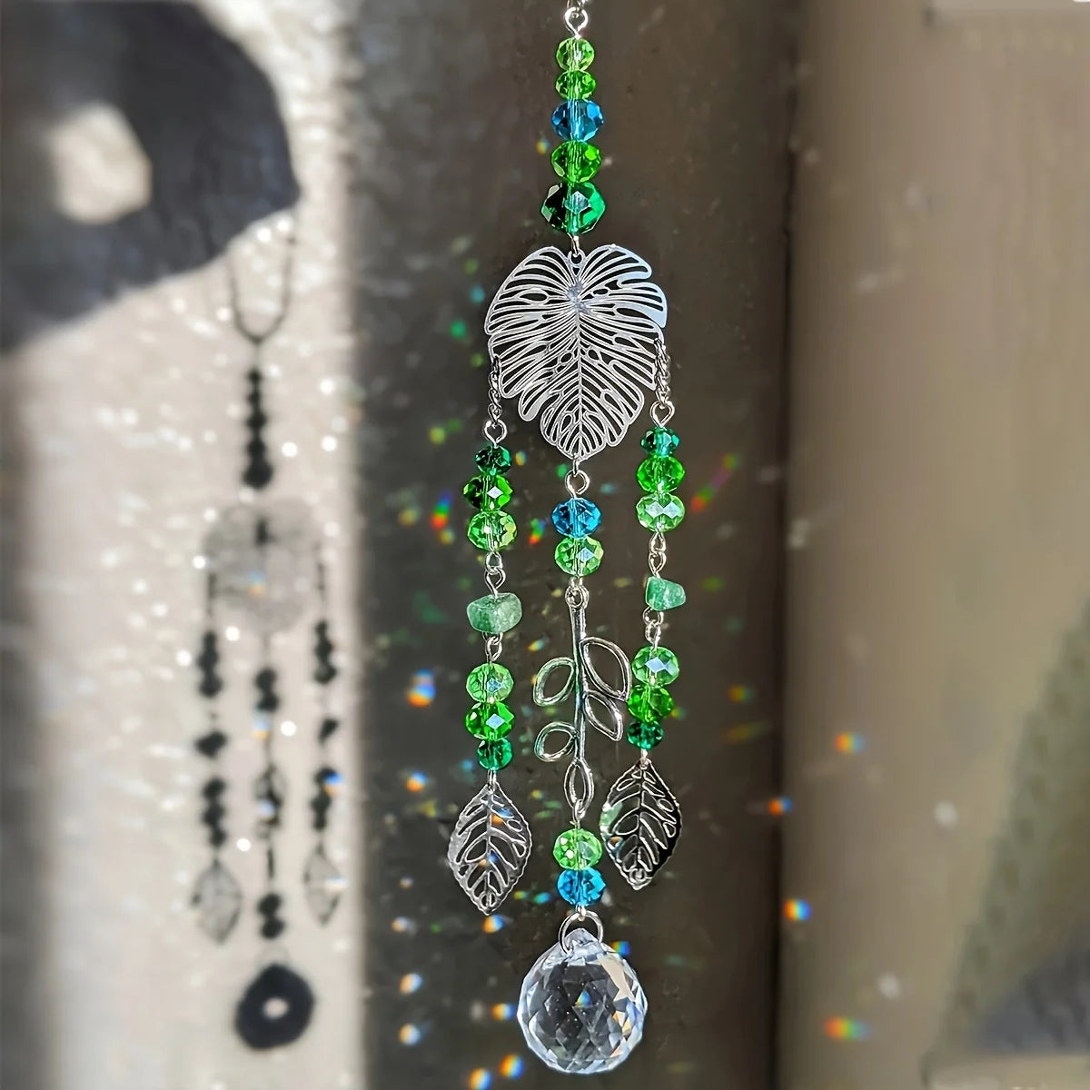 Tree of Life sun catcher leaf hanging ornament for window decoration, light-catching display, and nature-inspired home accents.