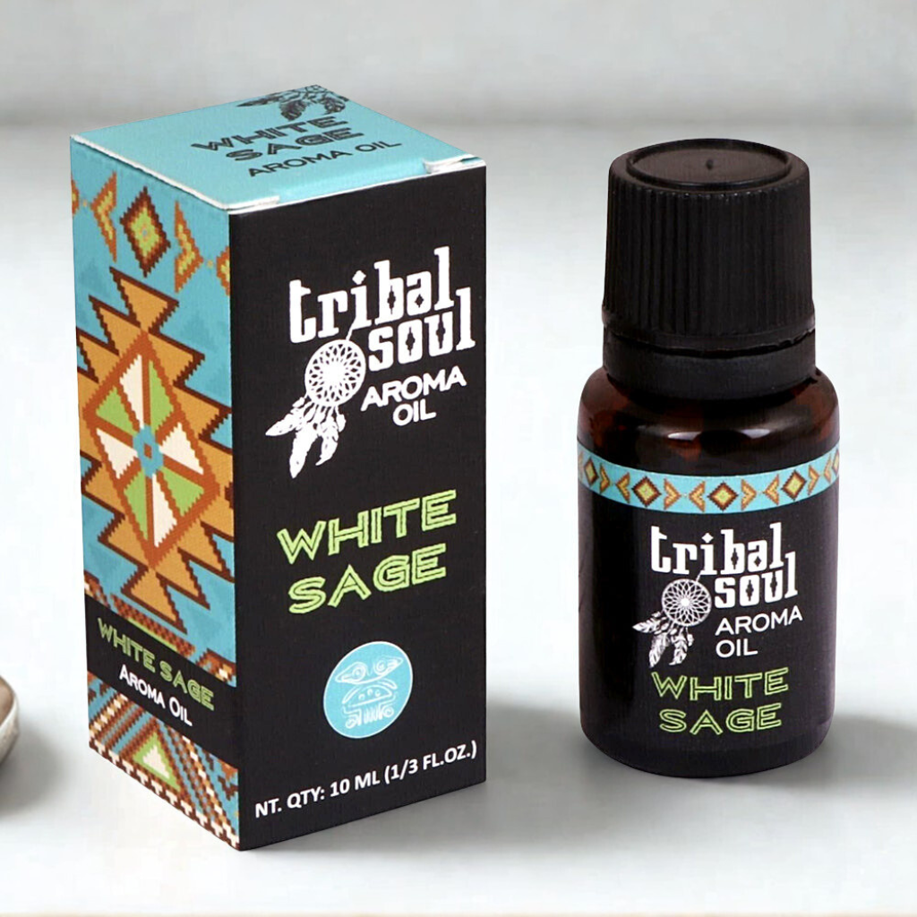 White Sage Tribal Soul aroma oil presented for fragrance and aromatherapy routines.
