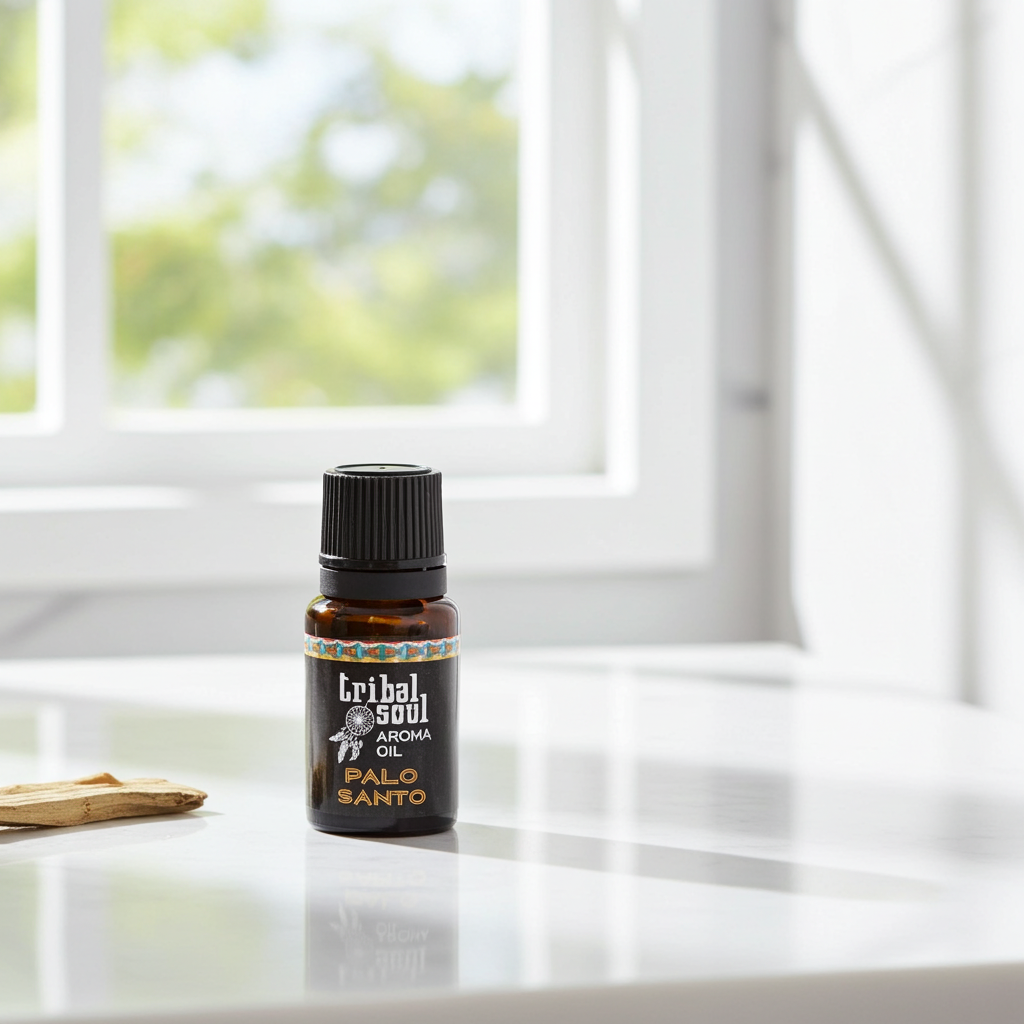 Tribal Soul aroma oil with Palo Santo displayed for soothing scent and relaxation.