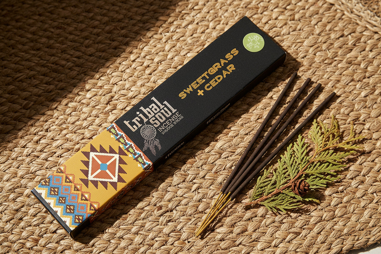 Tribal Soul Sweetgrass and Cedar Incense Sticks - vanilla-like sweetgrass and cedar blend