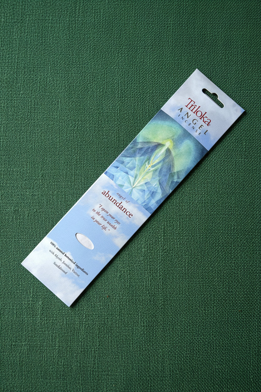 Triloka Angel of Abundance Incense Sticks for meditation, prayer, and relaxation.