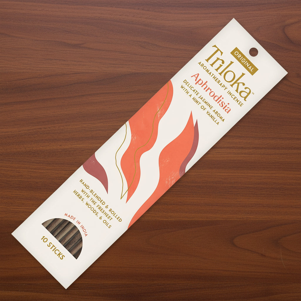 Triloka Aphrodisia Incense Sticks for romance, meditation, and relaxation.