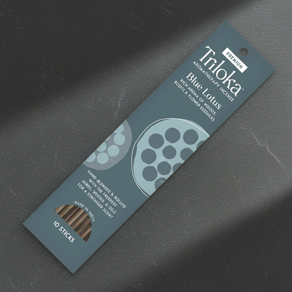 Triloka Blue Lotus Incense Sticks for meditation, relaxation, and daily ambiance.