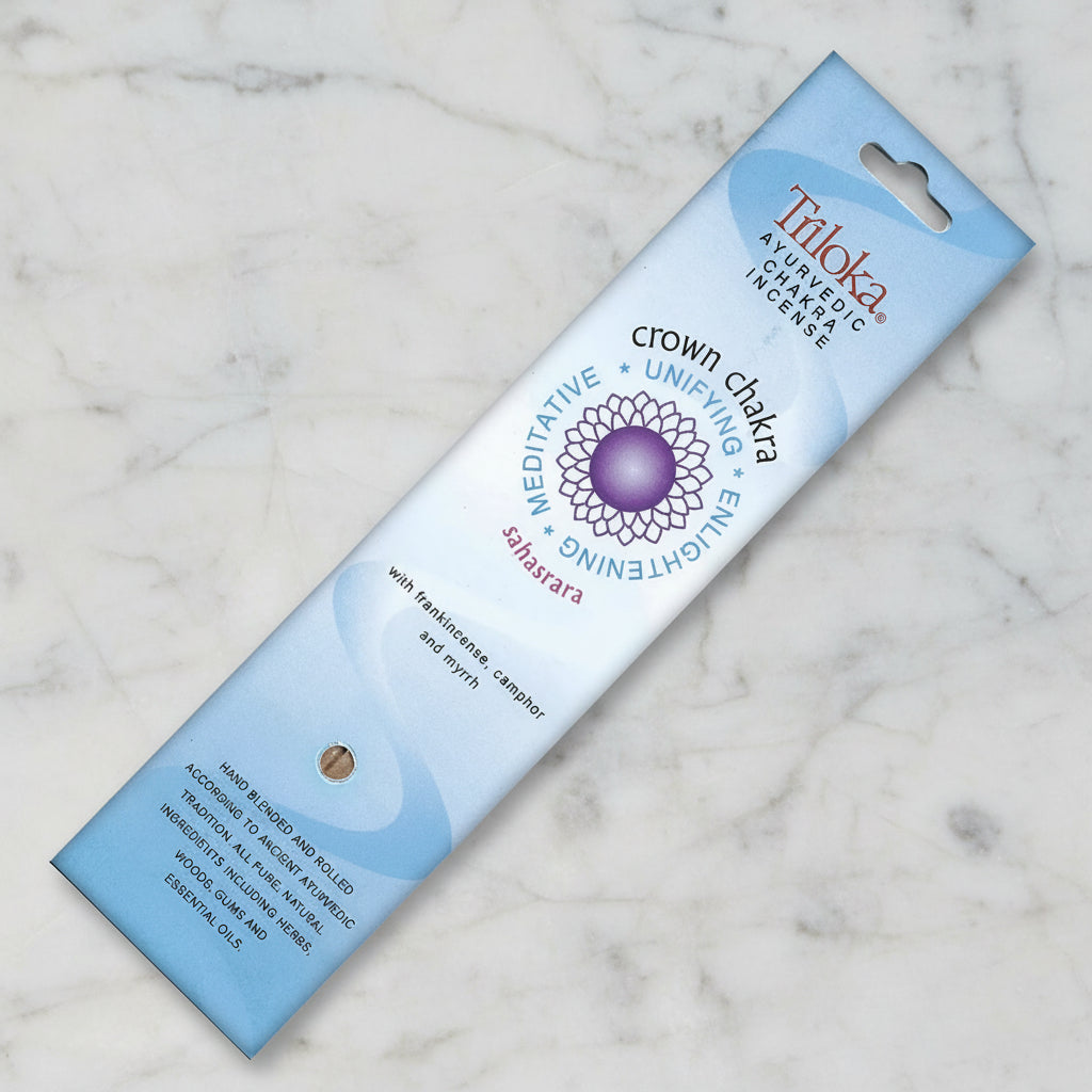 Triloka Crown Chakra Incense Sticks for meditation, breathwork, and prayer.