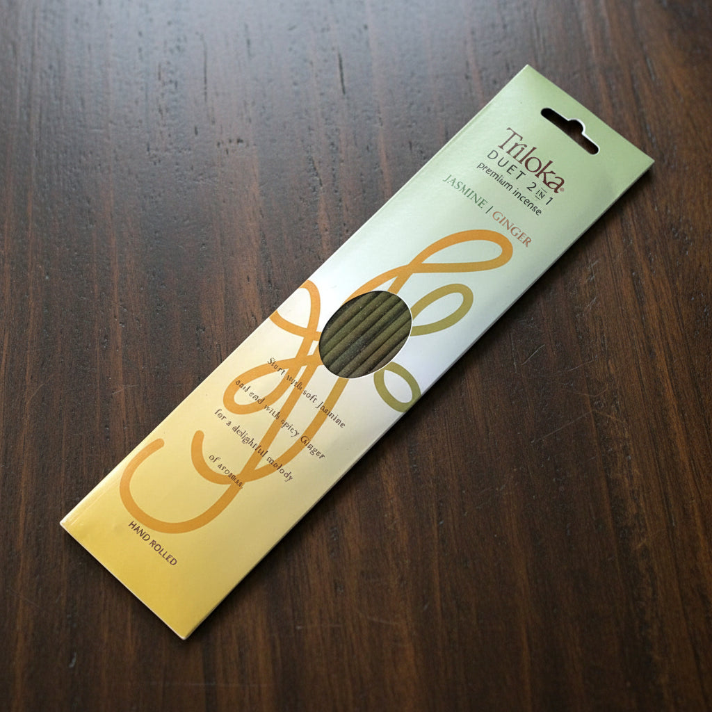 Triloka Duet Jasmine-Ginger Incense Sticks for meditation, relaxation, and daily reset.