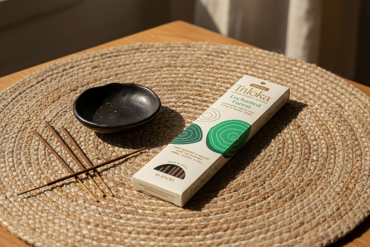 Triloka Enchanted Forest Original Incense Sticks for meditation, yoga, and relaxation.