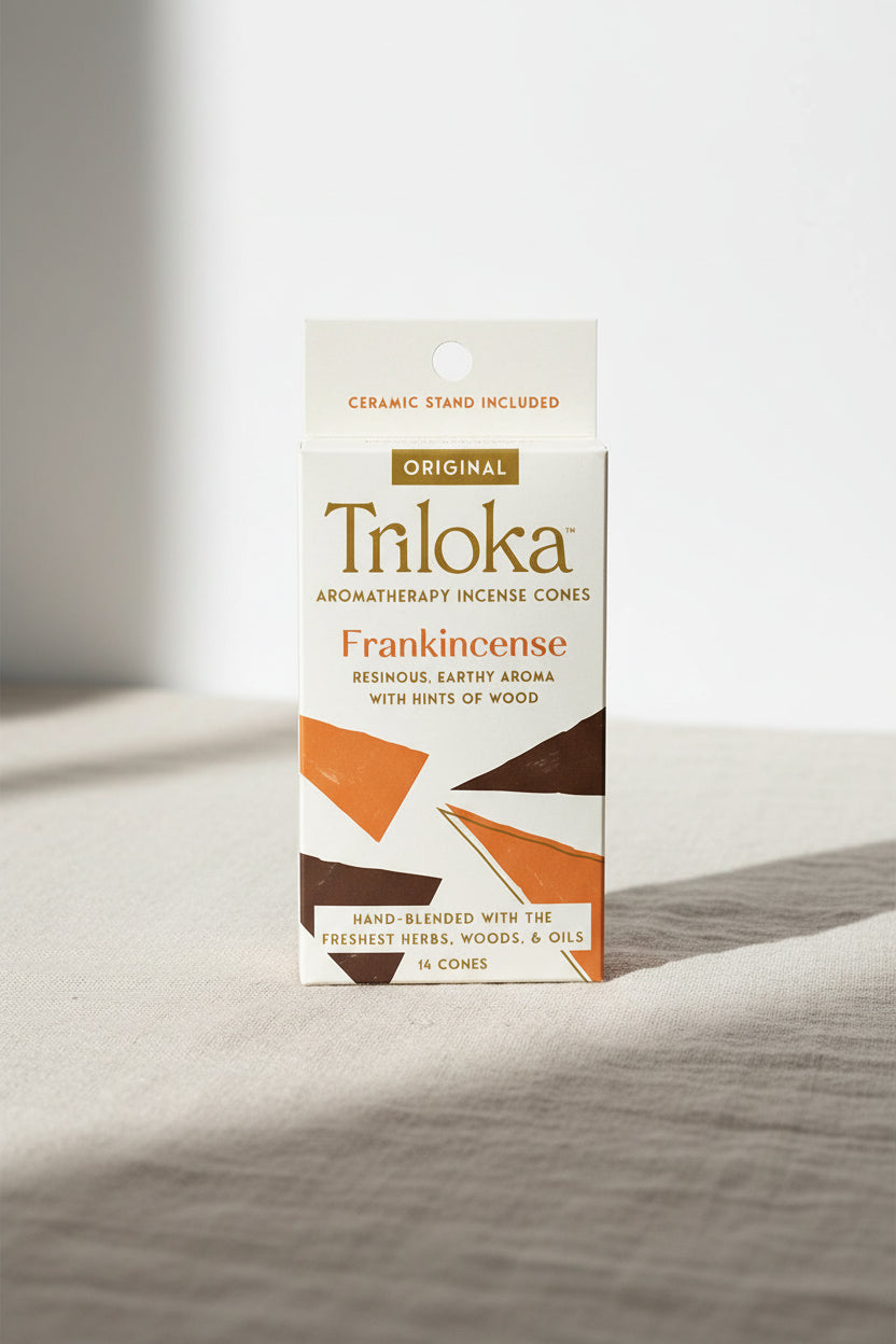 Triloka Frankincense Incense Cones for meditation, relaxation, and purification.