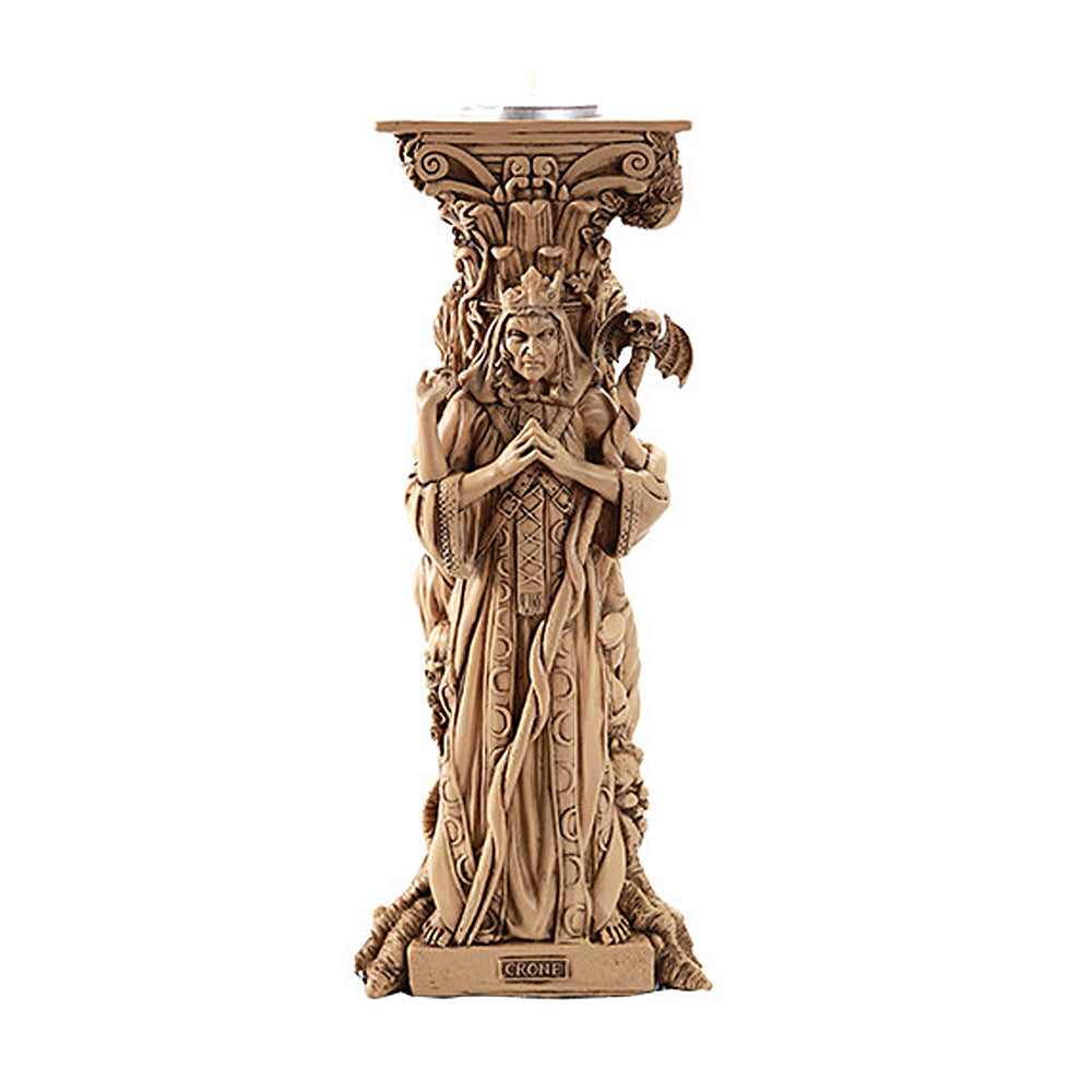 Triple Goddess Tea-Light Holder for altar and candle display, detail view