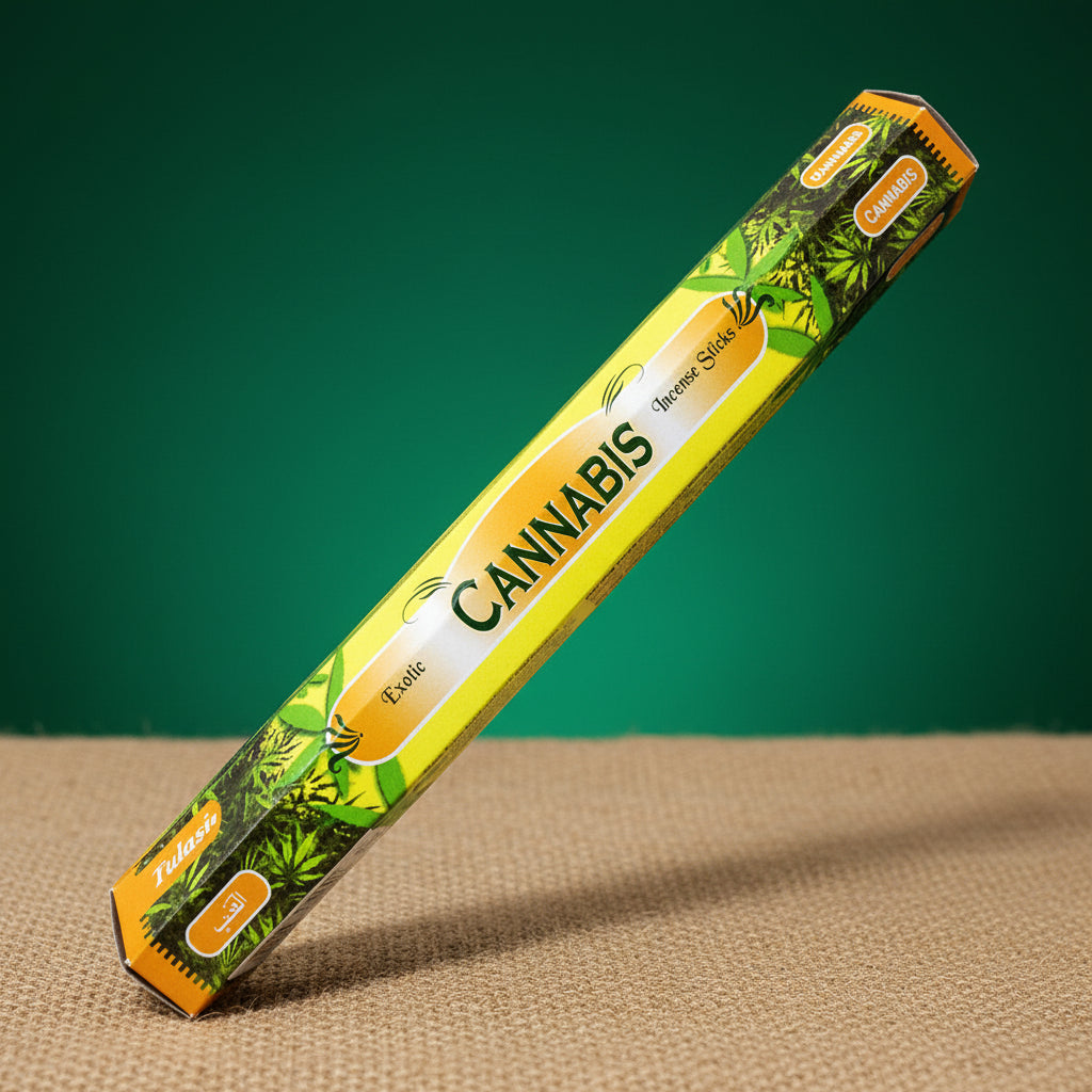 Tulasi Cannabis incense sticks for aromatic relaxation, meditation, and home fragrance use.
