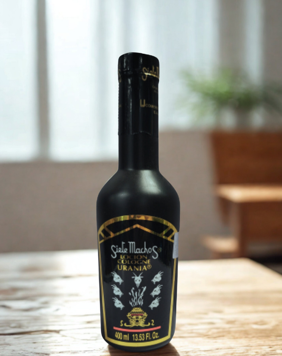 Urania Siete Machos Cologne 400ml bottle for personal fragrance, spiritual cleansing, and daily refreshing use.