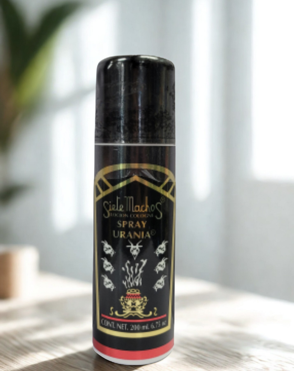 Urania Siete Machos Spray bottle for spiritual cleansing, protection rituals, and daily energy clearing.