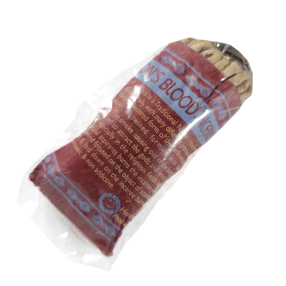 Vajra Dragon's Blood Tibetan Rope Incense 45 ropes for protection rituals, meditation, and energy clearing.