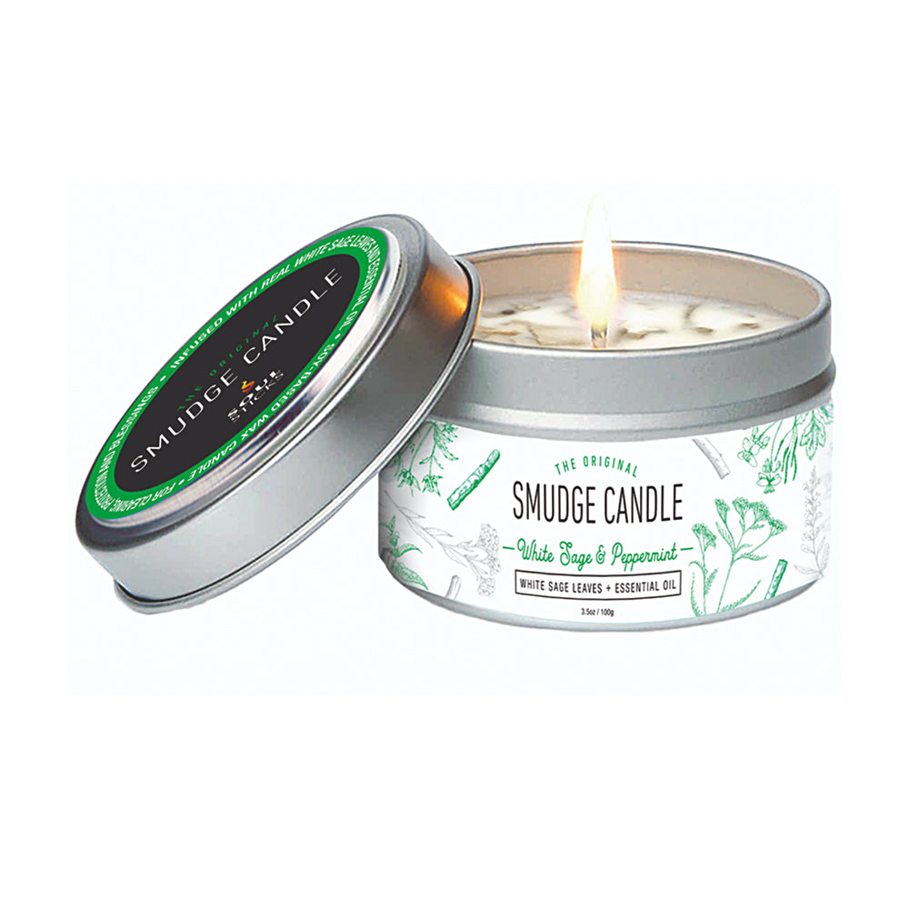 White Sage & Peppermint Smudge Candle jar candle for spiritual cleansing, relaxation, and home ritual use.