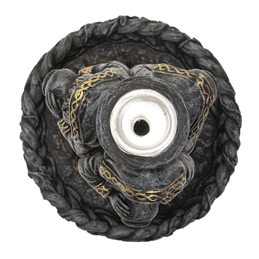 Wiccan Mother, Maiden, Crone incense holder for backflow cone burning, altar ceremonies, and calming aromatherapy sessions.