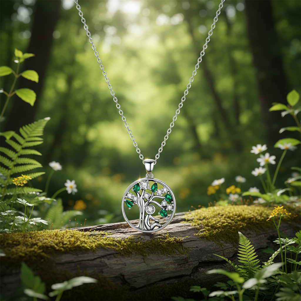 WOSTU 925 Sterling Silver Tree pendant necklace charm for everyday jewelry wear and meaningful gift giving.