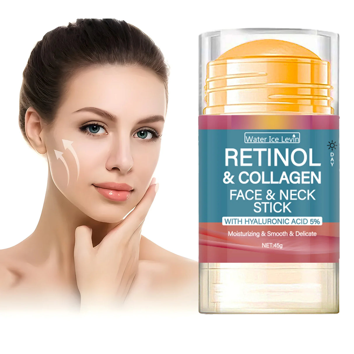 Retinol wrinkle smoothing cream stick for moisturizing the face, supporting firmer-looking skin, and reducing the appearance of fine lines.