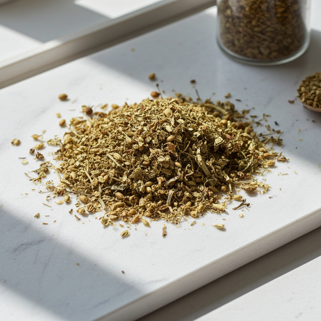 Yarrow Flower cut herbs 2oz pouch for herbal tea blending, botanical crafting, and traditional wellness use.