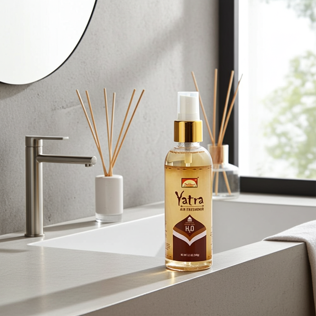 Yatra air freshener by Parimal presented in a 100ml bottle for aromatic room use and fragrance display.