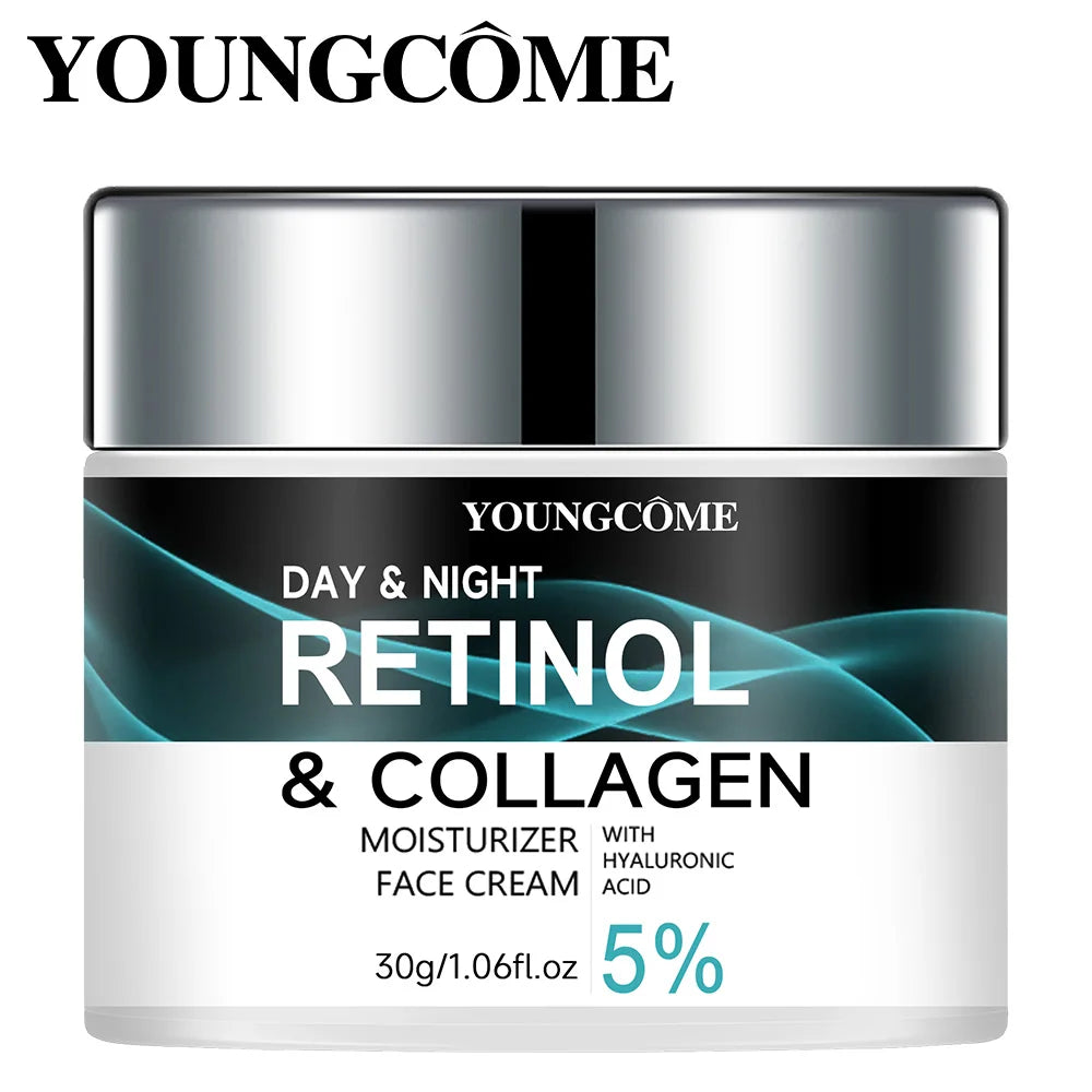 YOUNGCOME Day & Night Retinol Collagen Face Cream jar on white background.