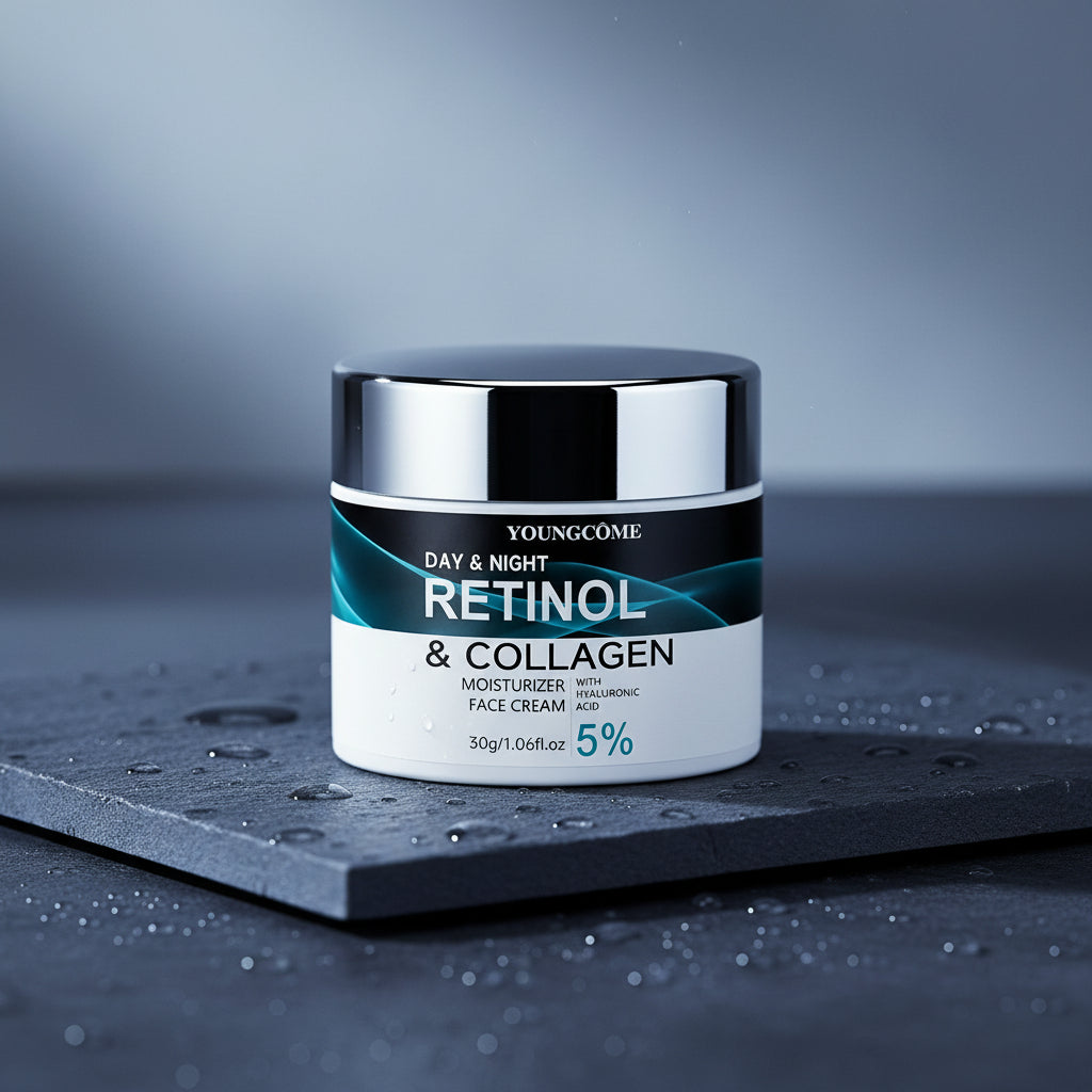 YOUNGCOME Day & Night Retinol Collagen Face Cream jar on white background.