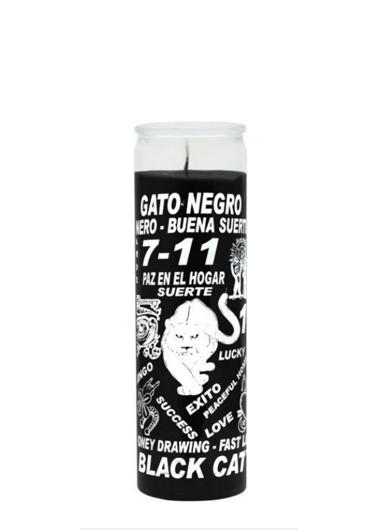 BLACK CAT Black 7-Day Candle for Luck, Love & Protection