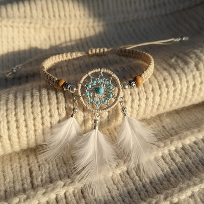 Dreamcatcher Bracelet collection banner featuring handcrafted jewelry pieces with natural stones and metals, for everyday wear and spiritual adornment.
