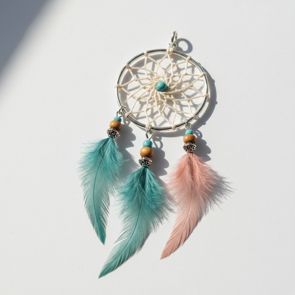 Dreamcatcher pendant collection banner featuring handcrafted jewelry pieces with natural stones and metals, for everyday wear and spiritual adornment.