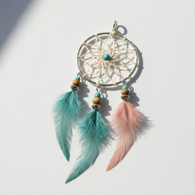 Dreamcatcher pendant collection banner featuring handcrafted jewelry pieces with natural stones and metals, for everyday wear and spiritual adornment.