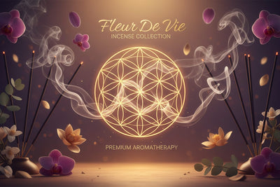 Fleur De Vie Incense collection banner featuring incense sticks and cones with natural botanicals, for aromatherapy, ritual, and everyday home fragrance.