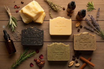 Nubian Heritage Bar Soaps collection banner featuring handmade soap bars and bath essentials, for skincare, bathing, and self-care rituals.
