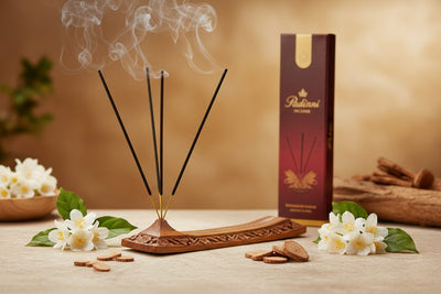 Padmini Incense Sticks collection banner featuring incense sticks and cones with natural botanicals, for aromatherapy, ritual, and everyday home fragrance.