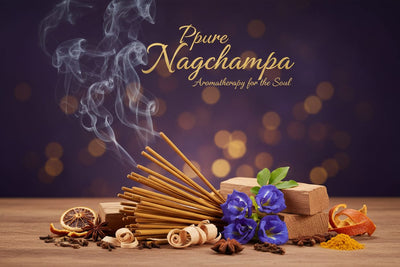 Ppure Nagchampa collection banner featuring boxed incense sticks with a classic nag champa scent, for aromatherapy and everyday home fragrance.