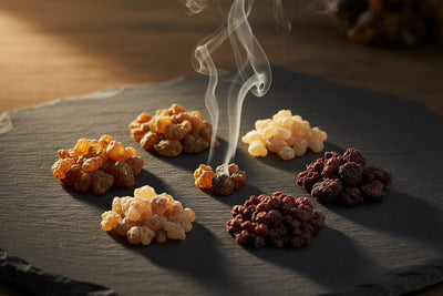 Resin Incense collection banner featuring incense sticks and cones with natural botanicals, for aromatherapy, ritual, and everyday home fragrance.