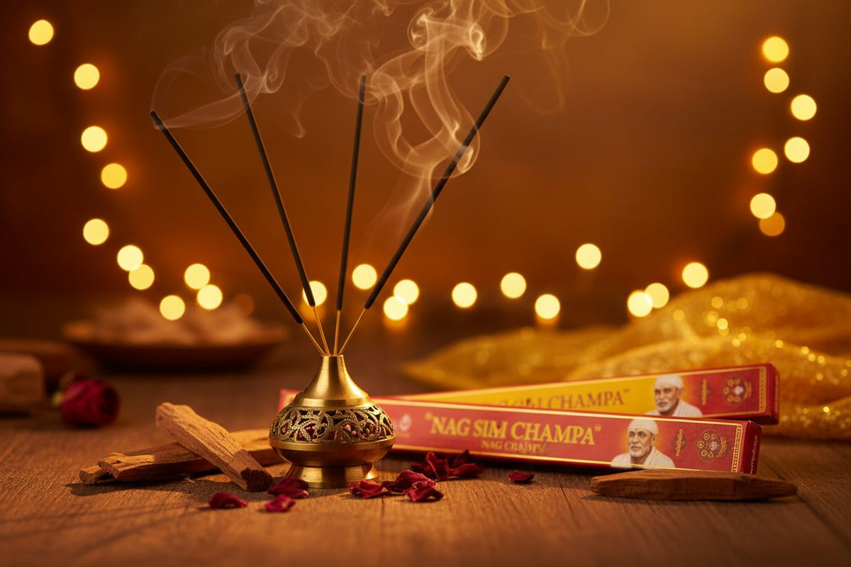 Sai Baba Incense collection banner featuring incense sticks and cones with natural botanicals, for aromatherapy, ritual, and everyday home fragrance.