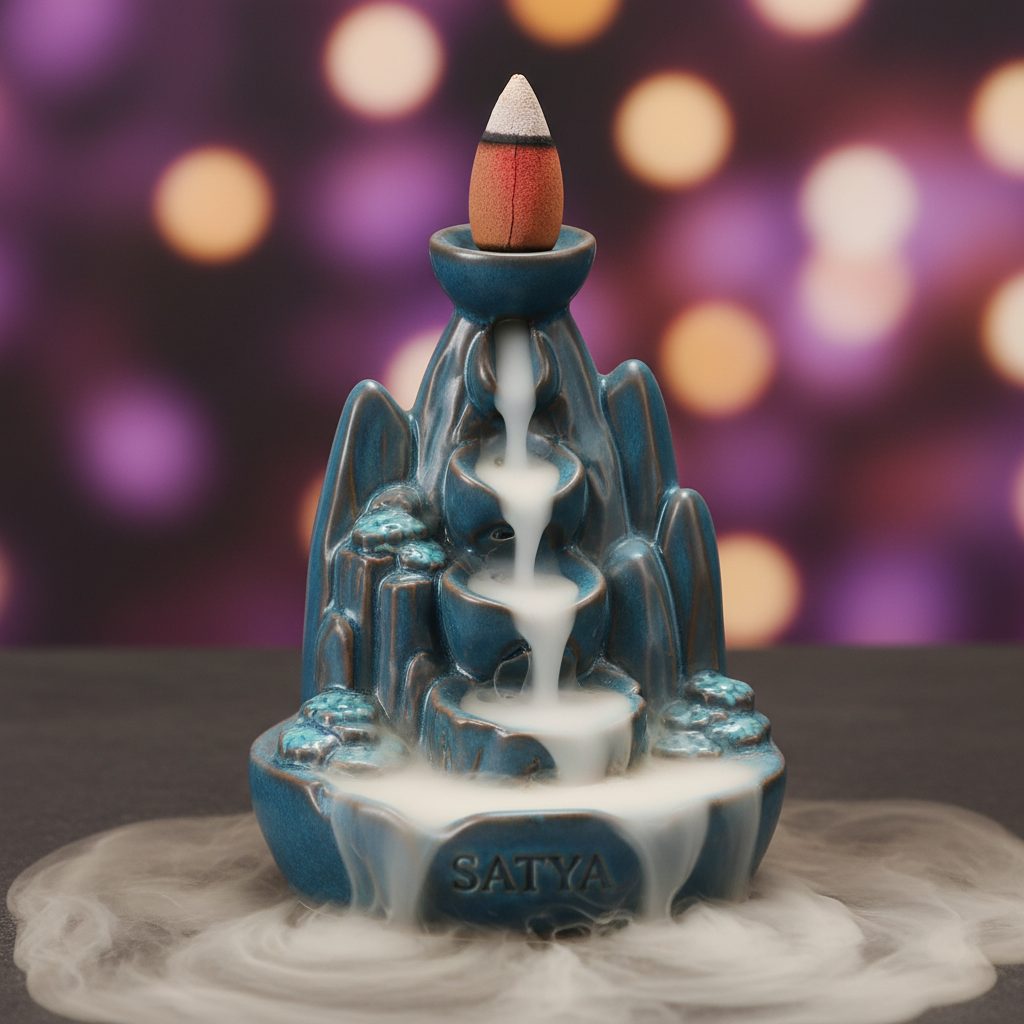 Satya Backflow Cone Incense collection banner featuring incense sticks and cones with natural botanicals, for aromatherapy, ritual, and everyday home fragrance.