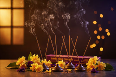 Satya Nag Champa Series Incense collection banner featuring incense sticks and cones with natural botanicals, for aromatherapy, ritual, and everyday home fragrance.