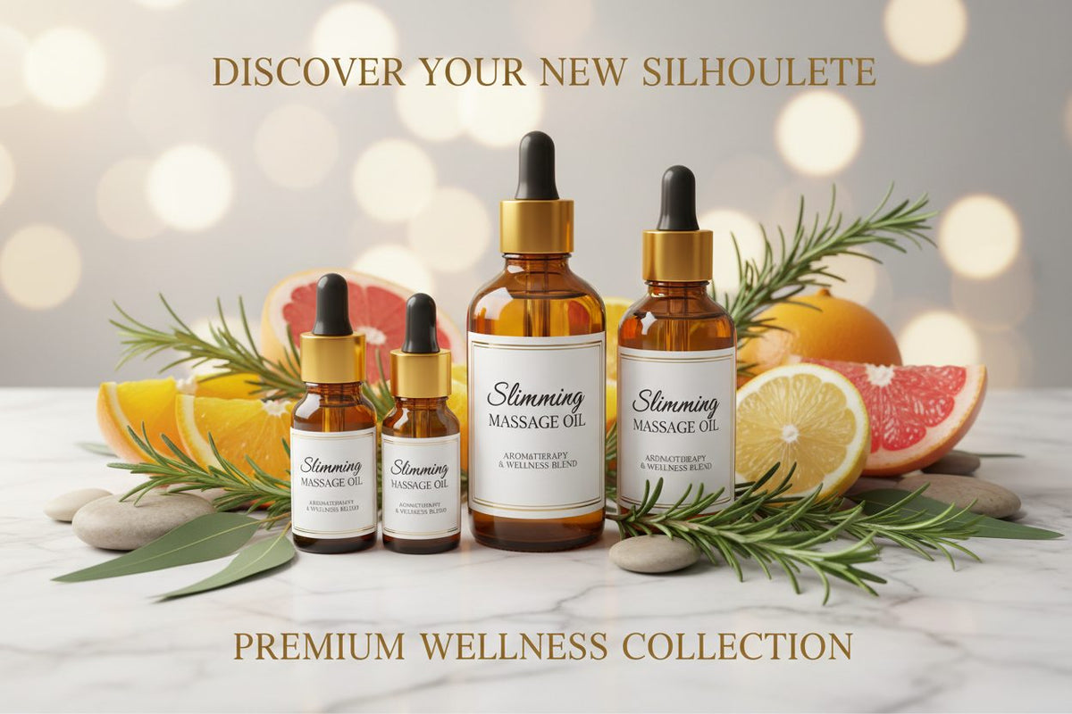 Slimming Massage Oil collection banner for Modern Aromatherapy's slimming massage oil product range.