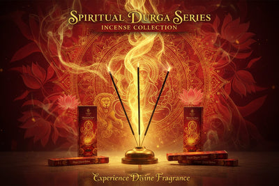 Spiritual Durga Series Incense collection banner featuring incense sticks and cones with natural botanicals, for aromatherapy, ritual, and everyday home fragrance.