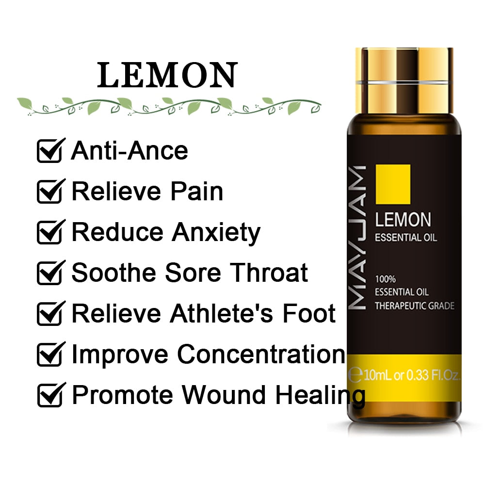 10ML Pure Essential Oil selection bottle in lavender, eucalyptus, rose, and more for diffuser use, relaxation, and scent layering.