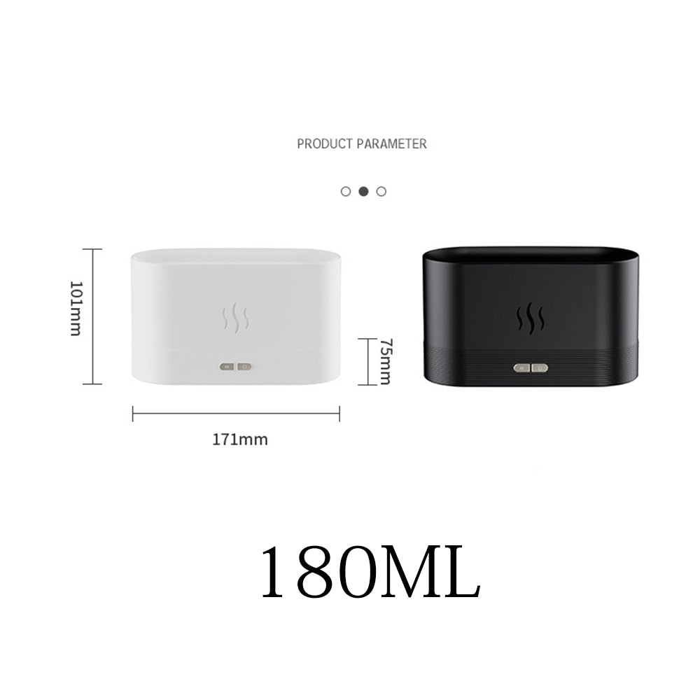 180ML cool mist flame aroma diffuser for home use, essential oil aromatherapy, and indoor air humidifying.