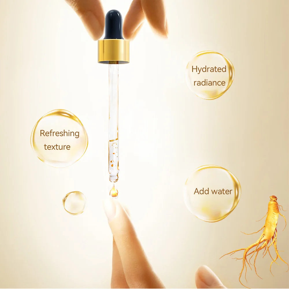 24k Gold Collagen facial essence serum bottle for nourishing skin, supporting firmness, and anti aging skincare use.