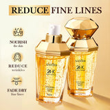 SADOER 24K Golden Collagen anti-aging face essence serum bottle for hydrating the skin, softening fine lines, and daily facial care.