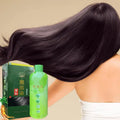 3-in-1 Herbal Hair Dye Shampoo 500ml green bottle packaging against beige background.