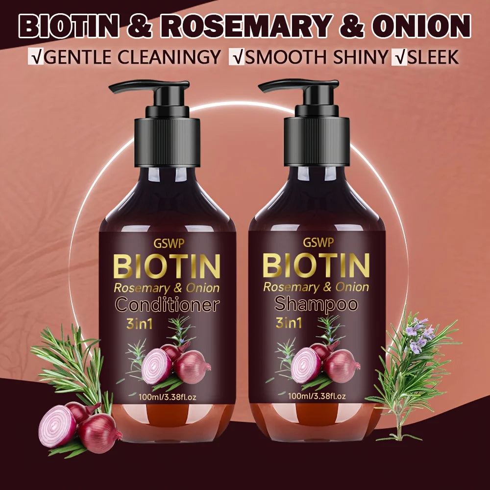 GSWP 3-in-1 Onion shampoo and conditioner set for scalp cleansing, moisture care, and everyday hair repair support.